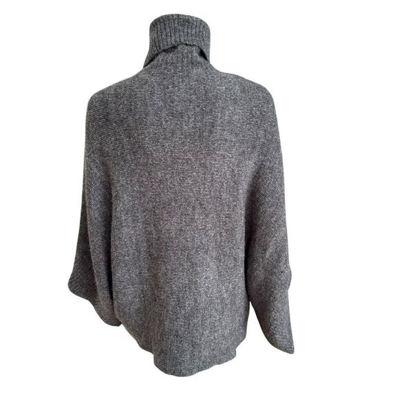Mazel One Size Wool Blend Turtleneck Poncho Sweater – Gray NWT - Picture 3 of 7
